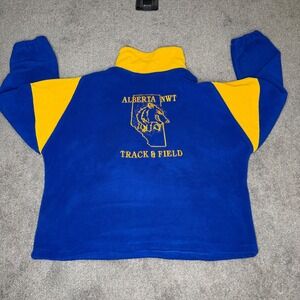 Alberta NWT‎ Track & Field Blue Fleece Pullover Mens L/G Sweatshirt